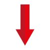 Red arrow down icon. Direction cursor sign. Navigation concept. Realistic design. Vector illustration. Stock image. EPS 10.